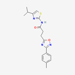 molecular formula C18H20N4O2S B7712988 N-(4-isopropylthiazol-2-yl)-3-(3-(p-tolyl)-1,2,4-oxadiazol-5-yl)propanamide 