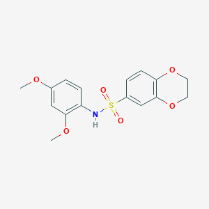 molecular formula C16H17NO6S B7712992 N-(2,4-dimethoxyphenyl)-2,3-dihydrobenzo[b][1,4]dioxine-6-sulfonamide 