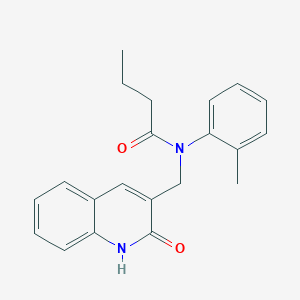 molecular formula C21H22N2O2 B7713001 N-((2-hydroxyquinolin-3-yl)methyl)-N-(o-tolyl)butyramide 