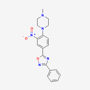 molecular formula C19H19N5O3 B7713054 5-(4-(4-methylpiperazin-1-yl)-3-nitrophenyl)-3-phenyl-1,2,4-oxadiazole 