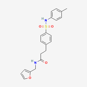 molecular formula C21H22N2O4S B7713071 N-(furan-2-ylmethyl)-3-(4-(N-(p-tolyl)sulfamoyl)phenyl)propanamide 