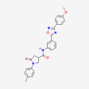 molecular formula C27H24N4O4 B7713075 N-(3-(3-(4-methoxyphenyl)-1,2,4-oxadiazol-5-yl)phenyl)-5-oxo-1-(p-tolyl)pyrrolidine-3-carboxamide 