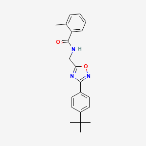 molecular formula C21H23N3O2 B7713113 N-((3-(4-(tert-butyl)phenyl)-1,2,4-oxadiazol-5-yl)methyl)-2-methylbenzamide 