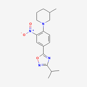 molecular formula C17H22N4O3 B7713131 3-isopropyl-5-(4-(3-methylpiperidin-1-yl)-3-nitrophenyl)-1,2,4-oxadiazole 