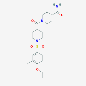 molecular formula C21H31N3O5S B7713133 1-[1-(4-ethoxy-3-methylbenzenesulfonyl)piperidine-4-carbonyl]-4-methylpiperazine 