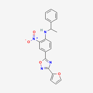 molecular formula C20H16N4O4 B7713136 4-(3-(furan-2-yl)-1,2,4-oxadiazol-5-yl)-2-nitro-N-(1-phenylethyl)aniline 