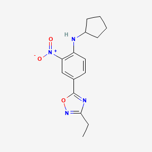 molecular formula C15H18N4O3 B7713149 N-cyclopentyl-4-(3-ethyl-1,2,4-oxadiazol-5-yl)-2-nitroaniline 