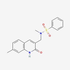 molecular formula C18H18N2O3S B7713150 N-((2-hydroxy-7-methylquinolin-3-yl)methyl)-N-methylbenzenesulfonamide 