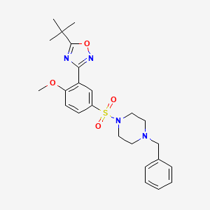 molecular formula C24H30N4O4S B7713157 3-(5-((4-benzylpiperazin-1-yl)sulfonyl)-2-methoxyphenyl)-5-(tert-butyl)-1,2,4-oxadiazole 