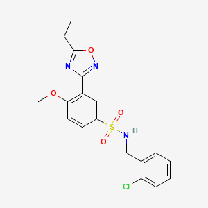 molecular formula C18H18ClN3O4S B7713185 N-(2-chlorobenzyl)-3-(5-ethyl-1,2,4-oxadiazol-3-yl)-4-methoxybenzenesulfonamide 