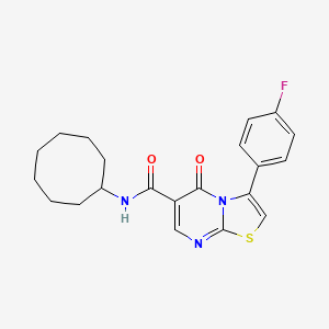 molecular formula C21H22FN3O2S B7713203 3-(4-fluorophenyl)-N-[3-(methylsulfanyl)phenyl]-5-oxo-5H-[1,3]thiazolo[3,2-a]pyrimidine-6-carboxamide 