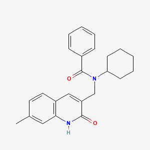 molecular formula C24H26N2O2 B7713209 N-cyclohexyl-N-((2-hydroxy-7-methylquinolin-3-yl)methyl)benzamide 