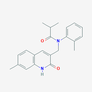 molecular formula C22H24N2O2 B7713217 N-((2-hydroxy-7-methylquinolin-3-yl)methyl)-N-(o-tolyl)isobutyramide 