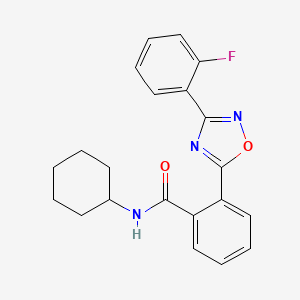 molecular formula C21H20FN3O2 B7713225 N-cyclohexyl-2-(3-(2-fluorophenyl)-1,2,4-oxadiazol-5-yl)benzamide 