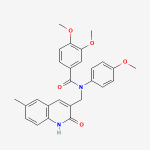 molecular formula C27H26N2O5 B7713227 N-((2-hydroxy-6-methylquinolin-3-yl)methyl)-3,4-dimethoxy-N-(4-methoxyphenyl)benzamide 