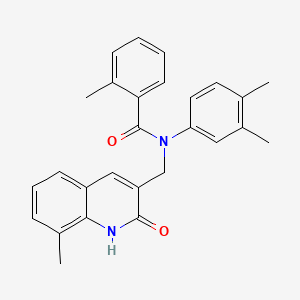 N-(3,4-dimethylphenyl)-N-((2-hydroxy-8-methylquinolin-3-yl)methyl)-2-methylbenzamide