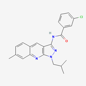 molecular formula C22H21ClN4O B7713261 3-chloro-N-(1-isobutyl-7-methyl-1H-pyrazolo[3,4-b]quinolin-3-yl)benzamide 