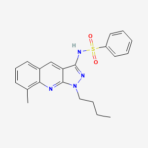 molecular formula C21H22N4O2S B7713274 N-(1-butyl-8-methyl-1H-pyrazolo[3,4-b]quinolin-3-yl)benzenesulfonamide 