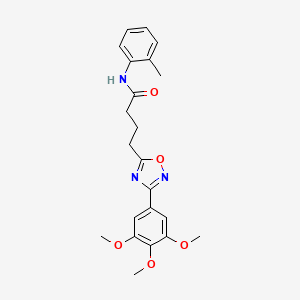 molecular formula C22H25N3O5 B7713280 N-(o-tolyl)-4-(3-(3,4,5-trimethoxyphenyl)-1,2,4-oxadiazol-5-yl)butanamide 