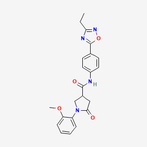 molecular formula C22H22N4O4 B7713281 N-(4-(3-ethyl-1,2,4-oxadiazol-5-yl)phenyl)-1-(2-methoxyphenyl)-5-oxopyrrolidine-3-carboxamide 