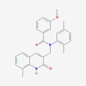 molecular formula C27H26N2O3 B7713289 N-(2,5-dimethylphenyl)-N-((2-hydroxy-8-methylquinolin-3-yl)methyl)-3-methoxybenzamide 
