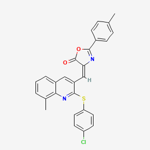 molecular formula C27H19ClN2O2S B7713331 (E)-4-((2-((4-chlorophenyl)thio)-8-methylquinolin-3-yl)methylene)-2-(p-tolyl)oxazol-5(4H)-one 