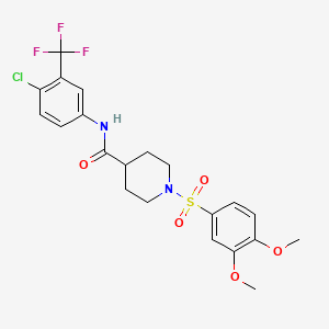 molecular formula C21H22ClF3N2O5S B7713335 1-(3,4-dimethoxybenzenesulfonyl)-N-[2-(4-methoxyphenyl)ethyl]piperidine-4-carboxamide 