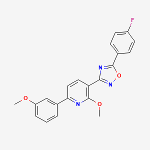 molecular formula C21H16FN3O3 B7713340 5-(4-fluorophenyl)-3-(2-methoxy-6-(3-methoxyphenyl)pyridin-3-yl)-1,2,4-oxadiazole 
