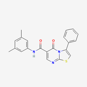 molecular formula C21H17N3O2S B7713347 N-[(2-chlorophenyl)methyl]-5-oxo-3-phenyl-5H-[1,3]thiazolo[3,2-a]pyrimidine-6-carboxamide 