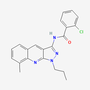 molecular formula C21H19ClN4O B7713353 2-chloro-N-(8-methyl-1-propyl-1H-pyrazolo[3,4-b]quinolin-3-yl)benzamide 