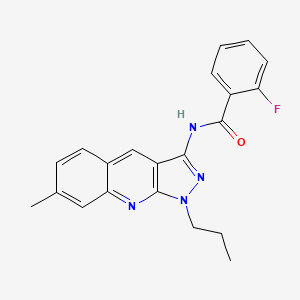 molecular formula C21H19FN4O B7713431 2-fluoro-N-(7-methyl-1-propyl-1H-pyrazolo[3,4-b]quinolin-3-yl)benzamide 