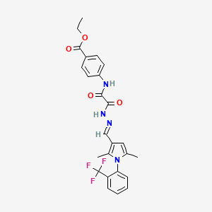 molecular formula C25H23F3N4O4 B7713434 ethyl 4-({N'-[(E)-{4-[(phenylcarbamoyl)methoxy]phenyl}methylidene]hydrazinecarbonyl}formamido)benzoate 