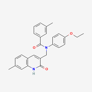 molecular formula C27H26N2O3 B7713468 N-(4-ethoxyphenyl)-N-((2-hydroxy-7-methylquinolin-3-yl)methyl)-3-methylbenzamide 
