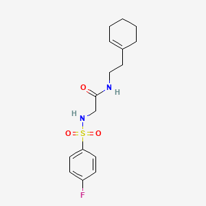 molecular formula C16H21FN2O3S B7713475 N-(2-(cyclohex-1-en-1-yl)ethyl)-2-(4-fluorophenylsulfonamido)acetamide 