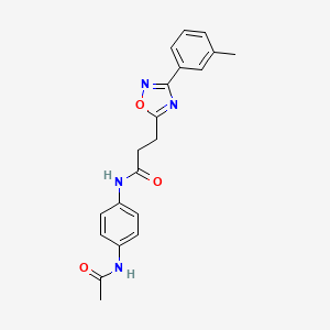 molecular formula C20H20N4O3 B7713482 N-(4-acetamidophenyl)-3-(3-(m-tolyl)-1,2,4-oxadiazol-5-yl)propanamide 