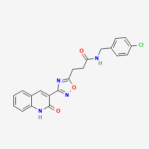 molecular formula C21H17ClN4O3 B7713488 N-(4-chlorobenzyl)-3-(3-(2-hydroxyquinolin-3-yl)-1,2,4-oxadiazol-5-yl)propanamide 