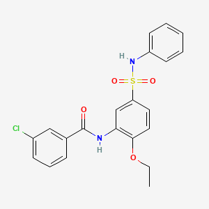 molecular formula C21H19ClN2O4S B7713506 3-chloro-N-(2-ethoxy-5-(N-phenylsulfamoyl)phenyl)benzamide 