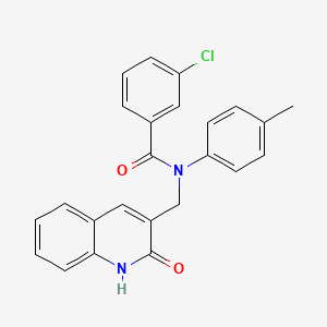 molecular formula C24H19ClN2O2 B7713528 3-chloro-N-((2-hydroxyquinolin-3-yl)methyl)-N-(p-tolyl)benzamide 
