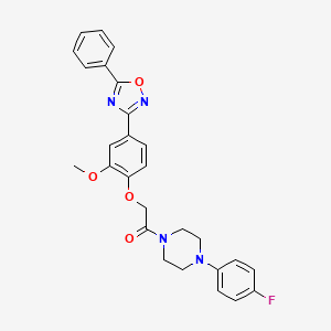 molecular formula C27H25FN4O4 B7713530 1-(4-(4-fluorophenyl)piperazin-1-yl)-2-(2-methoxy-4-(5-phenyl-1,2,4-oxadiazol-3-yl)phenoxy)ethanone 