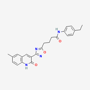 molecular formula C24H24N4O3 B7713565 N-(4-ethylphenyl)-4-(3-(2-hydroxy-6-methylquinolin-3-yl)-1,2,4-oxadiazol-5-yl)butanamide 