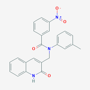 molecular formula C24H19N3O4 B7713580 N-((2-hydroxyquinolin-3-yl)methyl)-3-nitro-N-(m-tolyl)benzamide 
