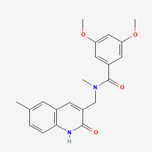 molecular formula C21H22N2O4 B7713588 N-((2-hydroxy-6-methylquinolin-3-yl)methyl)-3,5-dimethoxy-N-methylbenzamide 