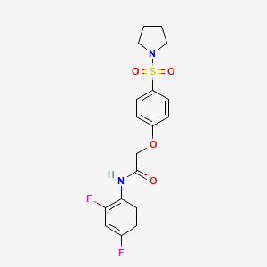 molecular formula C18H18F2N2O4S B7713593 N-(2,4-difluorophenyl)-2-(4-(pyrrolidin-1-ylsulfonyl)phenoxy)acetamide 