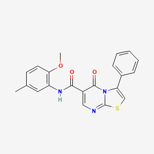 molecular formula C21H17N3O3S B7713607 N-(5-chloro-2-methoxyphenyl)-5-oxo-3-phenyl-5H-[1,3]thiazolo[3,2-a]pyrimidine-6-carboxamide 