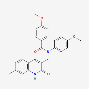 molecular formula C26H24N2O4 B7713618 N-((2-hydroxy-7-methylquinolin-3-yl)methyl)-4-methoxy-N-(4-methoxyphenyl)benzamide 