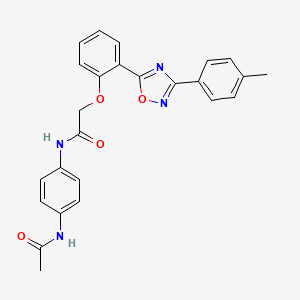 molecular formula C25H22N4O4 B7713634 N-(4-acetamidophenyl)-2-(2-(3-(p-tolyl)-1,2,4-oxadiazol-5-yl)phenoxy)acetamide 