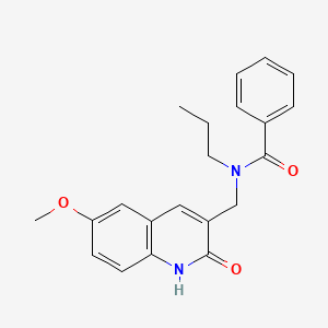 molecular formula C21H22N2O3 B7713641 N-((2-hydroxy-6-methoxyquinolin-3-yl)methyl)-N-propylbenzamide 