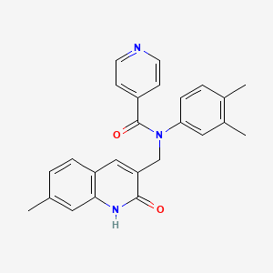 N-(3,4-dimethylphenyl)-N-((2-hydroxy-7-methylquinolin-3-yl)methyl)isonicotinamide