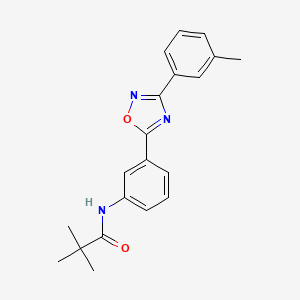 molecular formula C20H21N3O2 B7713646 N-(3-(3-(m-tolyl)-1,2,4-oxadiazol-5-yl)phenyl)pivalamide 