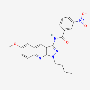 molecular formula C22H21N5O4 B7713668 N-(1-butyl-6-methoxy-1H-pyrazolo[3,4-b]quinolin-3-yl)-3-nitrobenzamide 